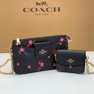Poppy Crossbody With Card Case With Disco Star Print